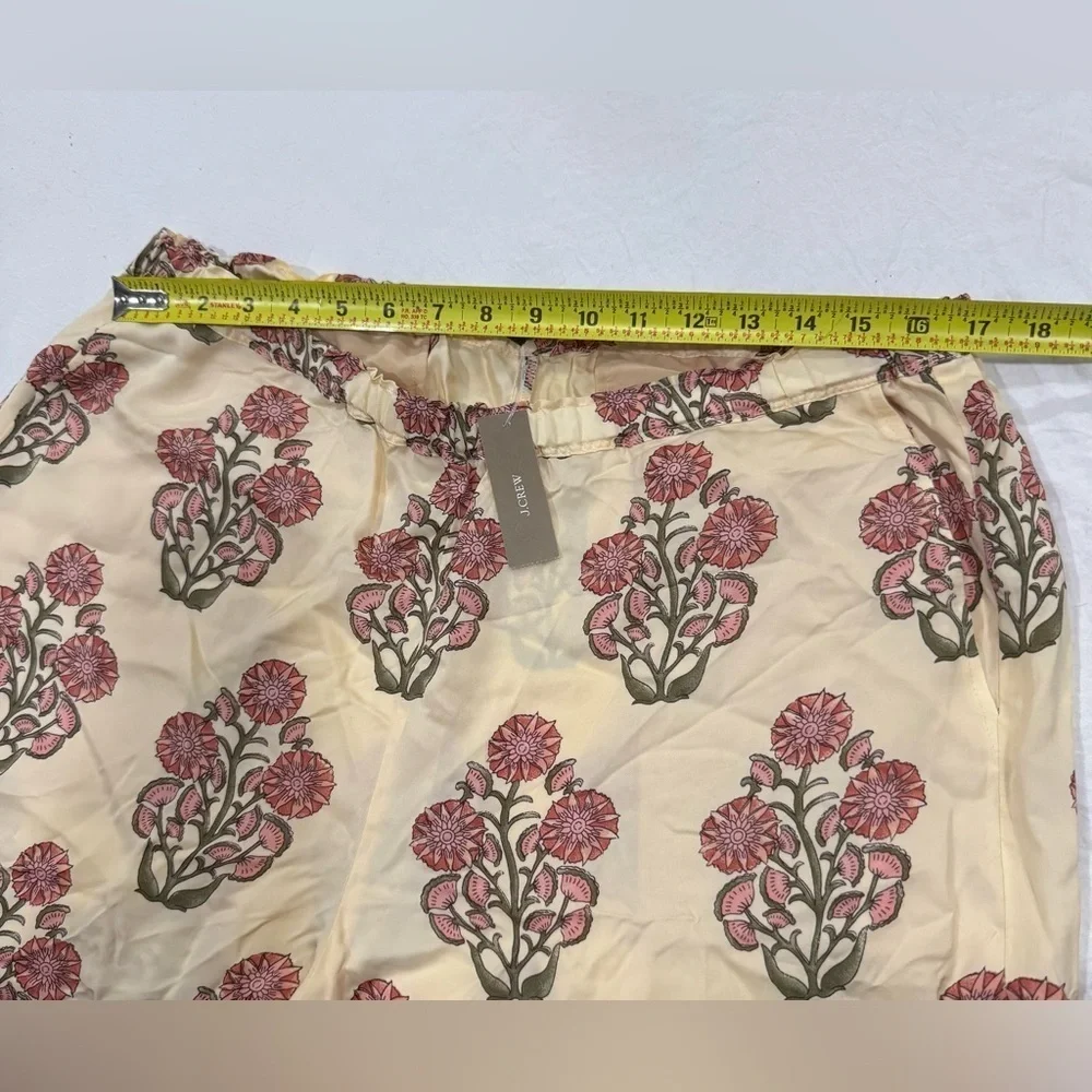 J. Crew Cream and tan Floral Wide Leg Pants